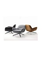 Fauteuil pivotant moderne en cuir marron à dossier haut pour salon et chambre à coucher