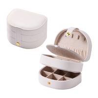Boîte à bijoux mini en cuir PU, organiseur de voyage portable, style Ins, multi-couches avec fermeture éclair, compartiments doublés de velours