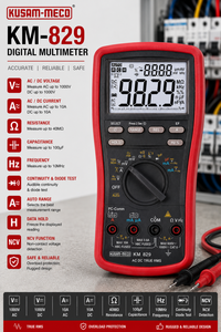 Multímetro Digital Kusam KM-829 True RMS con Interfaz para PC, Precisión Clase 0.1, Pantalla de 6 Dígitos - Product Image 4