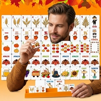 Ensemble de table de mahjong américain classique de luxe sur le thème de la récolte d'automne de Thanksgiving, pliable, en acrylique, portable, sur mesure, pour le divertissement