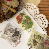60 autocollants vintage à motifs de timbres postaux, décoratifs botaniques, pour agenda, projets créatifs pour enfants, bullet journal
