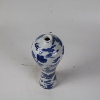 Vase Meiping à motif de danse du lion bleu et blanc, vase décoratif traditionnel chinois pour la maison