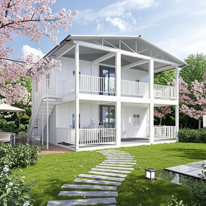Maison conteneur assemblée multi-niveaux, écologique, de qualité supérieure, <span class=keywords><strong>chic</strong></span>, contemporaine, spacieuse, avec véranda en verre et balcon. - Product Image 1