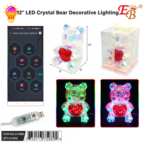 ไฟตกแต่งรูปหมีคริสตัล LED ขนาด 12 นิ้ว 6 ชิ้น/กล่อง - Product Image 2