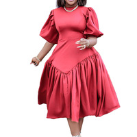 Nouvelle robe plissée tendance à demi-manches bouffantes, mode féminine, grande taille, élégante, décontractée, robe midi plissée