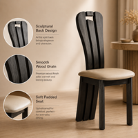 Chaise de salle à manger sculpturale à dossier fendu avec assise rembourrée, structure en bois robuste pour la maison et les restaurants, plusieurs couleurs disponibles