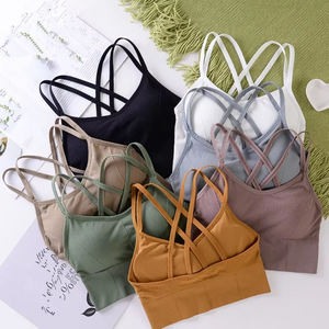 صليب الجمال للنساء قطعة واحدة مع الصدر حلقة فولاذية دفع إلى أعلى لا سترة رياضية تنفس اليوغا وسادة - Product Image 1