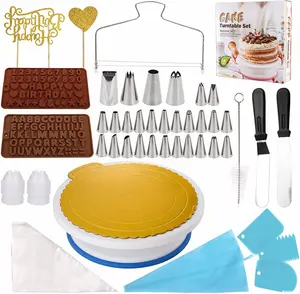 100 Pcs Cake Decorating Gereedschap Met Cake Stand Turnatable Voor Compleet Taart Decoreren Leveringen Kit Met Piping Icing Tips Nozzle