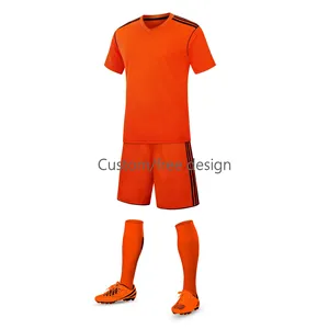 Nieuw Design Custom Club Voetbal Jersey Pak Sublimatie Voetbalkleding Ademende Voetbalteam Uniform Geel Blauw Voetbal Un