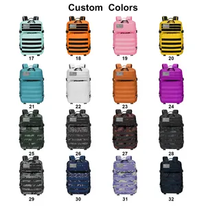 Táctica personalizada de varios colores 900D 45L impermeable Molle bolsa de gimnasio Mochila deportiva camuflaje mochila táctica