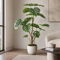 Feuilles de Monstera artificielles en plastique effet naturel de qualité supérieure YM pour mur végétal, bonsaï, décoration extérieure pour mariages, grandes dimensions