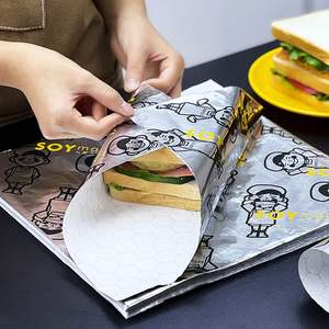 Papier d'emballage en nid d'abeille en aluminium, papier d'emballage pour sandwich, isolation thermique, protection contre l'huile pour l'emballage de hamburgers et de sandwichs - Product Image 3