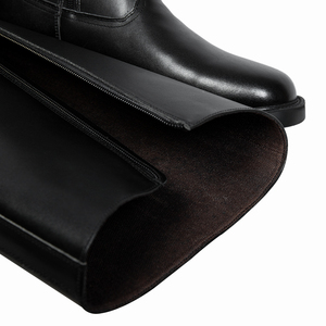 Bottes de combat tactiques noires de haute qualité avec tige en cuir épais et semelle en caoutchouc à haute abrasion pour défilé - Product Image 6