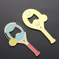 Mini raquette de tennis en émail, aimant métallique, autocollant de réfrigérateur sportif mignon, souvenir, cadeau, plaqué or, 10x5cm, design moderne