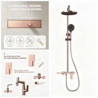 Ensemble de robinetterie de salle de bain et de douche de luxe en laiton brossé or rose, prix d'usine, vente en gros