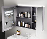 Ensemble de meubles de salle de bain E0 Eco en contreplaqué gris, imperméable, résistant à l'eau et à l'humidité, avec tiroirs de rangement suspendus au mur