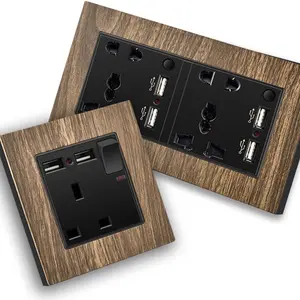 Hot Selling Wood Grain 10A 16A Switch Socket High Quality Computer Tv Telephone Socket Various Styles