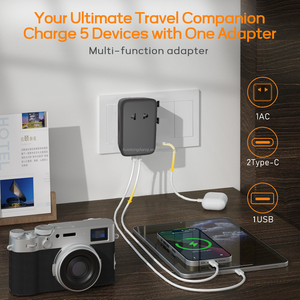 Adaptador de Viaje Universal con 8 Tomas de Corriente, Salida Máxima de 10A, Múltiples Protecciones, Enchufe de Seguridad, Estándar Estadounidense y Británico - Product Image 3