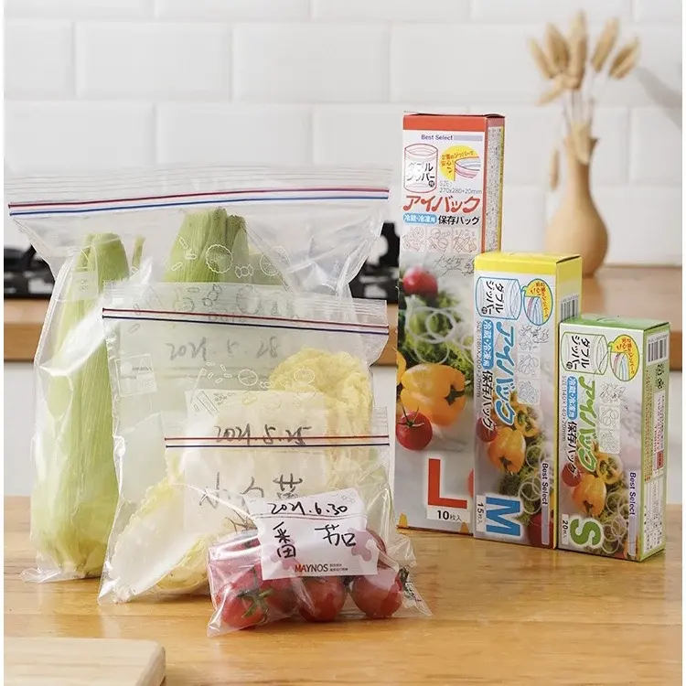 Refrigerador bolsa de mantenimiento fresco comida sellada transparente hogar frutas y verduras alimentos congelación especial bolsa ziplock engrosada