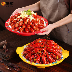 Wuhe Melamine Bowl With Handles Round Spicy Hot Pot Plate For Banquet And Restaurant Use - Product Image 4