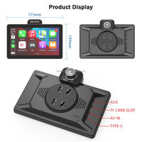 Écran intelligent multimédia sans fil 7 pouces Carplay/Android Auto, lecteur multimédia 4K + 1080P, enregistrement en boucle, écran tactile