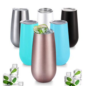 Flûtes à Champagne, en acier inoxydable, sans manches, avec Logo <span class=keywords><strong>personnalisé</strong></span>, gobelet à vin isolé avec couvercle pour fête, ml - Product Image 6
