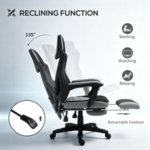 Chaise de jeu ergonomique en maille respirante avec repose-pieds rétractable, dossier haut pivotant <span class=keywords><strong>pour</strong></span> ordinateur et bureau, idéale <span class=keywords><strong>pour</strong></span> les gamers - Product Image 5