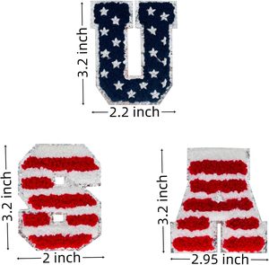 เสื้อยืดแพทช์ chenille จาก USA คุณภาพสูง4th ของ july 14ซม. แผ่นตัวอักษร chenille ดาวสหรัฐอเมริกาแผ่นรีดสำหรับวันเสื้อผ้าอิสระ - Product Image 3