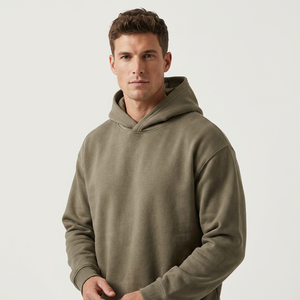 Sweat-shirts à capuche oversize pour la gym, fabrication Bangladesh, 500 pièces, vert olive, épaules tombantes, poids lourd, manches classiques, tricoté, hiver - Product Image 5