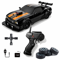 Voiture RC 4x4 de drift 1/16 avec effet de fumée, 18 km/h, 2,4 GHz, éclairage LED, pneus interchangeables, jouet télécommandé pour enfants et adultes, cadeau