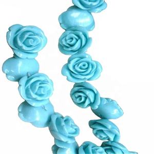 Semi preziosa pietra tallone gemme del turchese Rosa intagliato del fiore degli orecchini del turchese Blu <span class=keywords><strong>Agata</strong></span> fiore intagliato orecchini fiore unico - Product Image 6