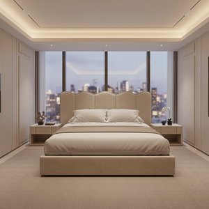 <span class=keywords><strong>MOFO</strong></span> CASO Elegante Base de Cama Ajustable con Cabecero Alto de Esquina, Diseño Postmoderno con Acolchado y Ribete, Estructura Metálica y Tapizado en Lino - Product Image 3
