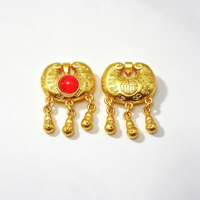 Pendentif de serrure en cuivre antique plaqué avec le caractère Fu chinois traditionnel et un pompon en forme de gourde, breloque polyvalente pour bijoux DIY