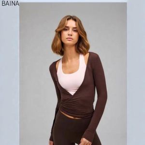 Soutiens-gorge de sport pour femmes, pantalons évasés, chemisier enveloppant de style ballet, haut de yoga en tissu extensible - Product Image 2