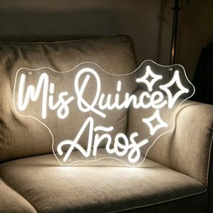 Letrero <span class=keywords><strong>de</strong></span> Neón 'Mis Quince Años', Luz LED Decorativa <span class=keywords><strong>de</strong></span> Pared para Quinceañera, Letreros <span class=keywords><strong>de</strong></span> Neón Personalizados - Product Image 2