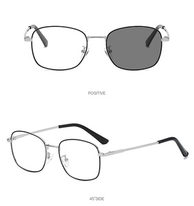 Cổ phiếu giá rẻ hình chữ nhật vuông vàng kim loại kính khung cho nam giới photochromic chống ánh sáng màu xanh UV400 kính - Product Image 4