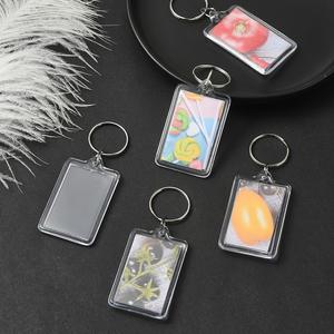 透明アクリルフォトフレームキーホルダー DIY 写真挿入キーリング 丸型プラスチック スナップインキーフォブ 大量販促記念品用 - Product Image 2