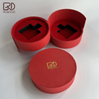 ROGOOD Boîte ronde en papier spécial rayé rouge exquis, double couche, design unique pour l'emballage de parfums et de cosmétiques P2197