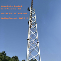 Torre Tubular Aerodinámica 5G |   Mástil de Acero de 3 Patas Galvanizado en Caliente Q355 para Antenas de Alta Carga y Enlaces de Microondas