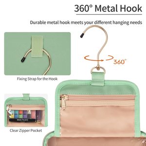 ตะขอแขวนทำจากหนัง PU กันน้ำกระเป๋าเครื่องสำอางแบบพกพาสำหรับเดินทางกระเป๋าเครื่องสำอางแบบมีซิปปิด - Product Image 3