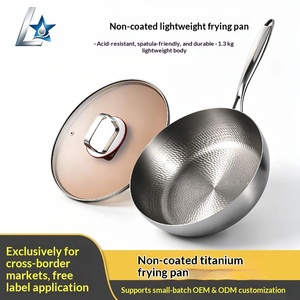 <b>Stainless</b> <b>Steel</b> Titanium Frying <b>Pan</b> Non Coating Non Stick Skillet for Gas Stove Induction Cooker Universal Cooking Wok - Product Image 5