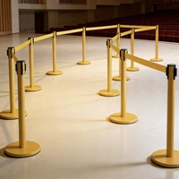 Poteau de signalisation jaune durable en fer thermolaqué avec sangle rétractable de 2000 mm et diamètre de poteau de 63 mm