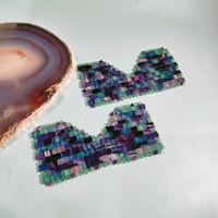Masque pour les yeux en jade cristal Xiuyan naturel HY, masque facial personnalisé en fluorite arc-en-ciel, outil de soin de la peau pour massage rafraîchissant et anti-âge.
