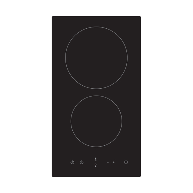 30cm Infrared Cooker 2 Cooking Zones 9 Power Levels Touch Control Built-in Glass Ceramic Hob