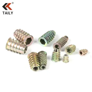 Wood Thread Insert Zinc Alloy Hex Drive Furniture Connecting Wood Threaded Type D E B Insert Hexagon Nut Of Wooden