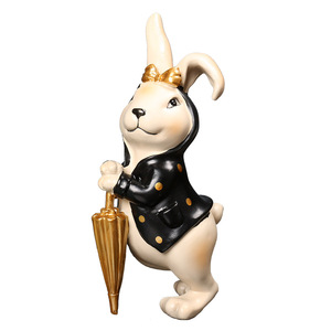Figurine de lapin en résine avec parapluie, décoration moderne pour salon, décoration de Pâques - Product Image 5