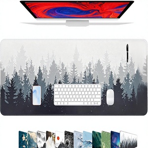 Tapis <span class=keywords><strong>de</strong></span> souris XL grand format à motif <span class=keywords><strong>de</strong></span> forêt <span class=keywords><strong>de</strong></span> dessin animé pour jeux, antidérapant, bords cousus en caoutchouc, design personnalisé - Product Image 2