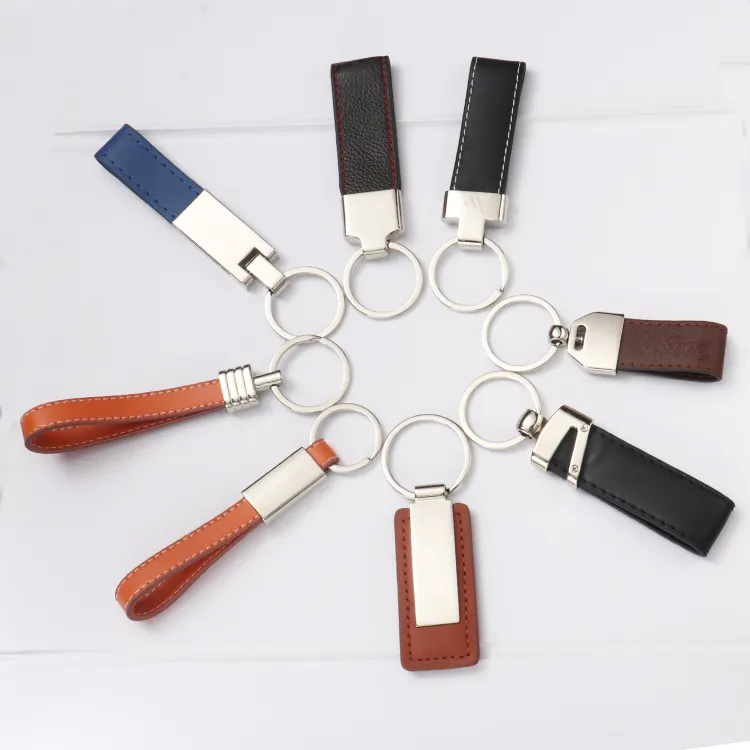 Leather Keychain and Leather Key Ring Custom Leather Car Logo Keychain Laser Logo Metal PU Zinc Alloy Light Keychain ACE CN;GUA