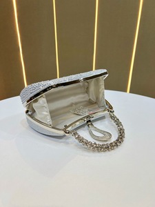 Nouvelle arrivée, sac à main de luxe pour femmes, classique, avec diamants, entièrement en strass, en polyester, avec chaîne, fermeture magnétique, 1L, ovale - Product Image 3