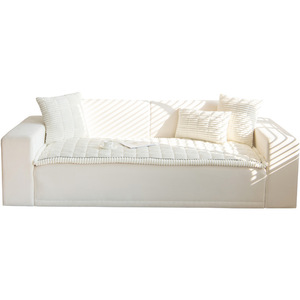 Corduroy Sofa Cushions Solid Color Polyester Fiber Medium Firmness Living Room Bedroom Outdoor Balcony Cover Set White Gray - Product Image 5